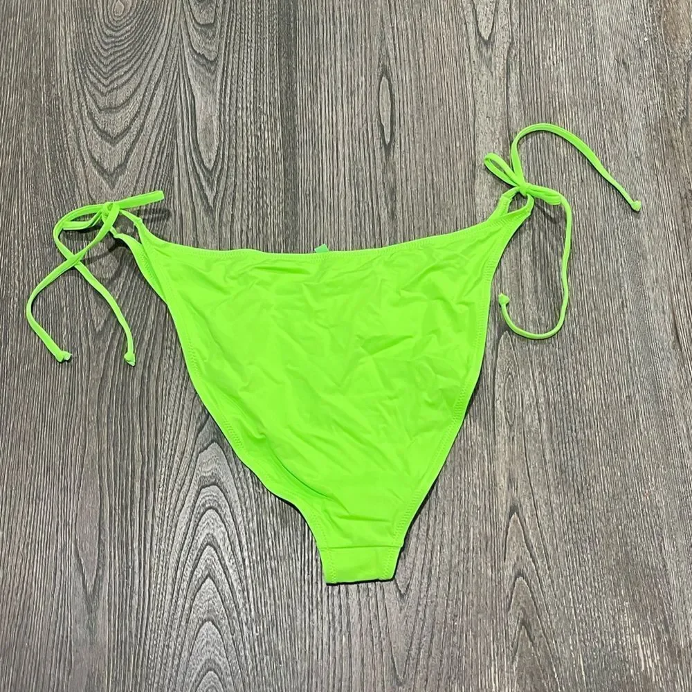 NWT Skims Recycled Swim Dipped Tie Bottoms Bikini Swimwear Lined Neon Green 3X